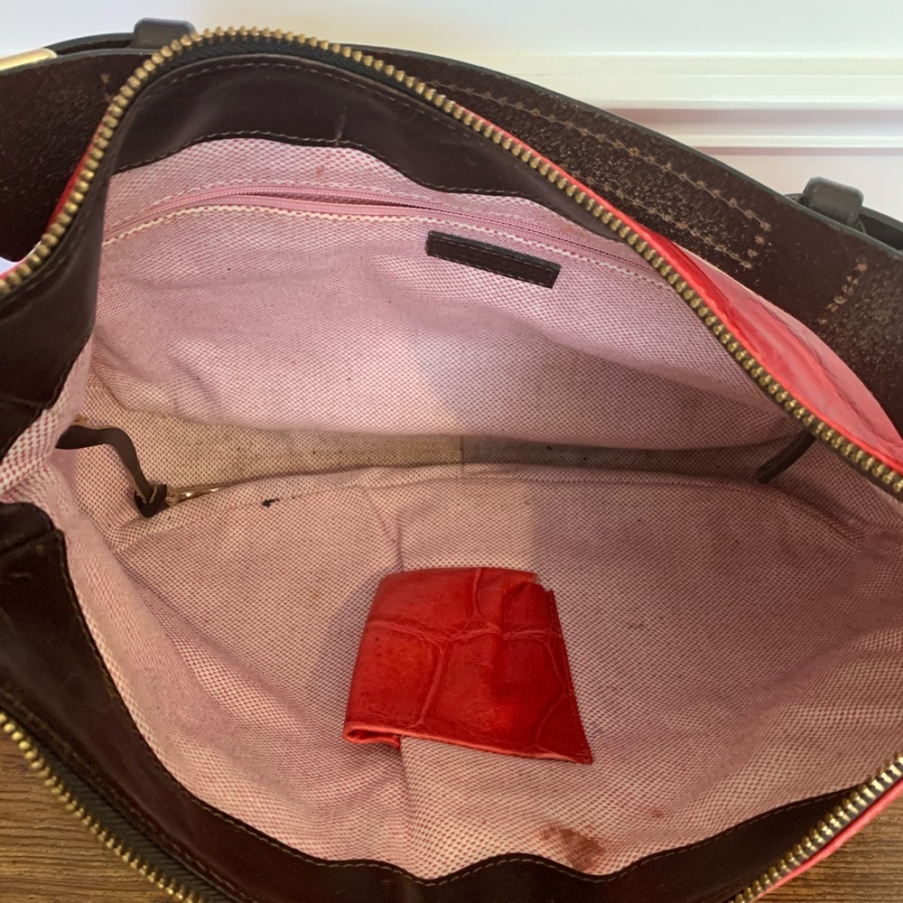 Dooney & Burke Retired Red Croc Leather Shoulder Bag - Picture 4 of 5